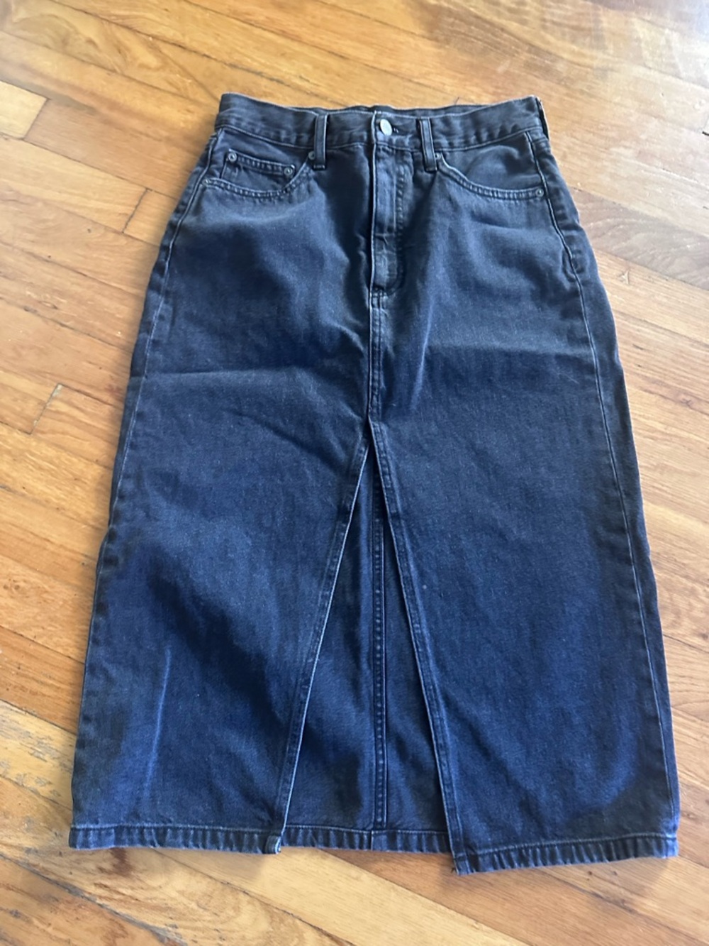 Denim Forum charcoal Denim Midi Skirt